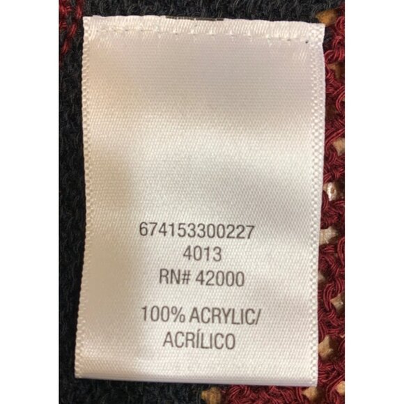 Bongo Womens XL Striped Cardigan Sweater Red & Navy Knit Open Front With Pockets - Picture 7 of 7